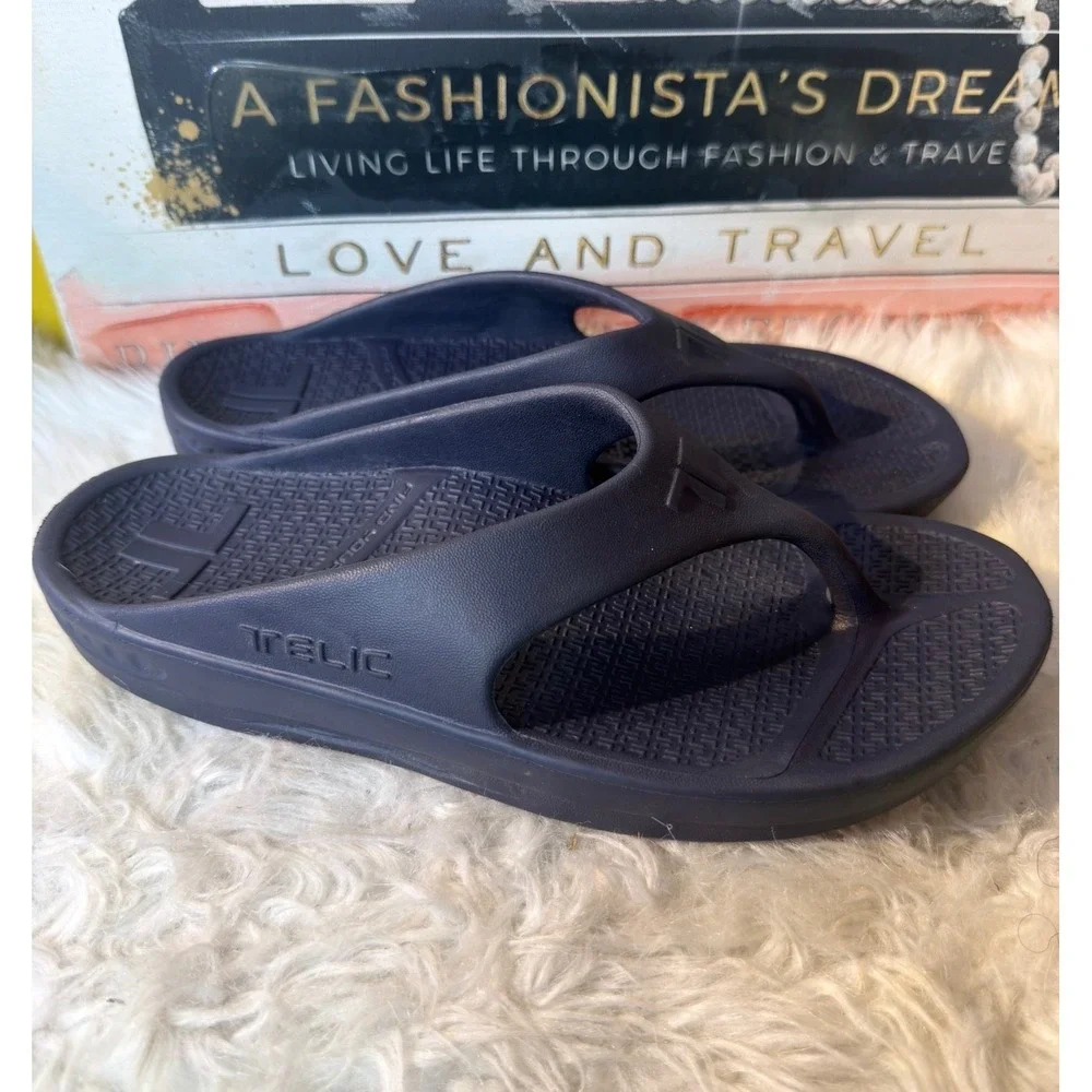 Telic Energy Flip Flops Navy Blue Orthotic Recovery Sandals Mens L Womens XL